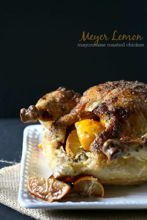 Pollo asado con mayonesa de limón Meyer