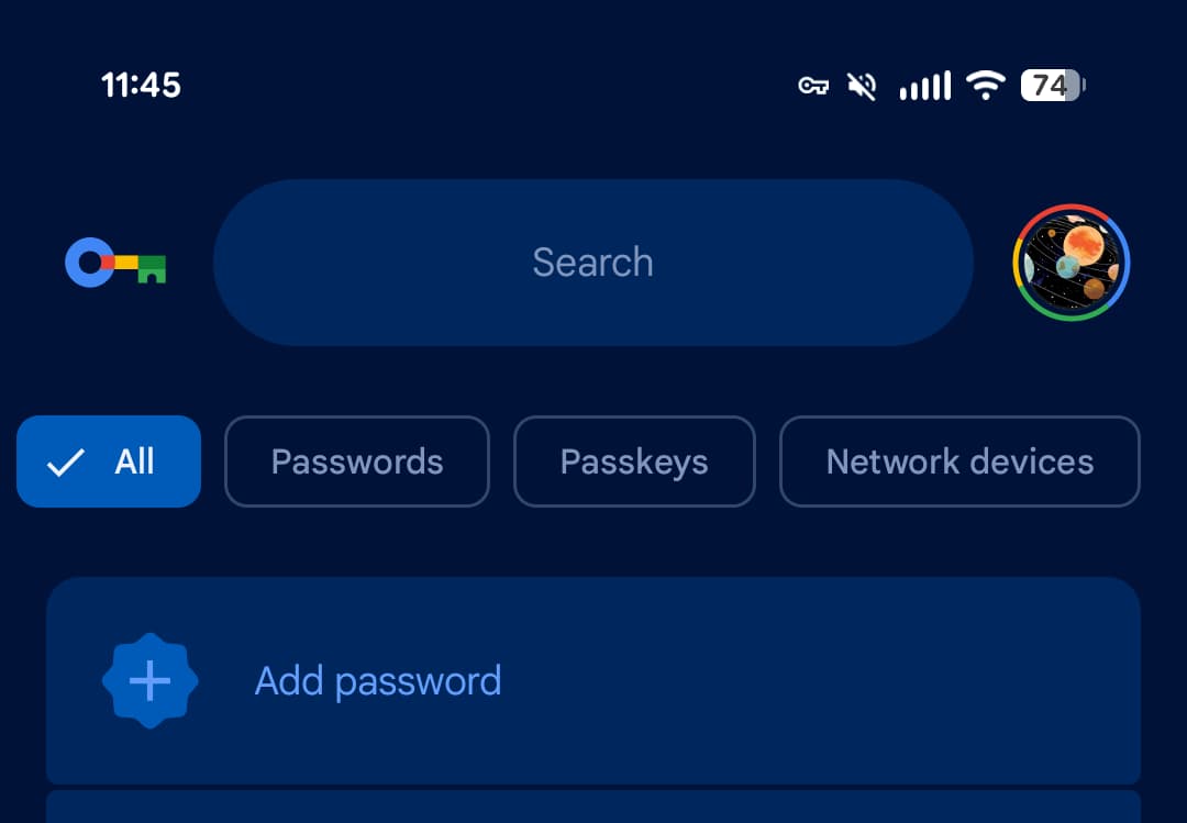 Google Password Manager es expresivo