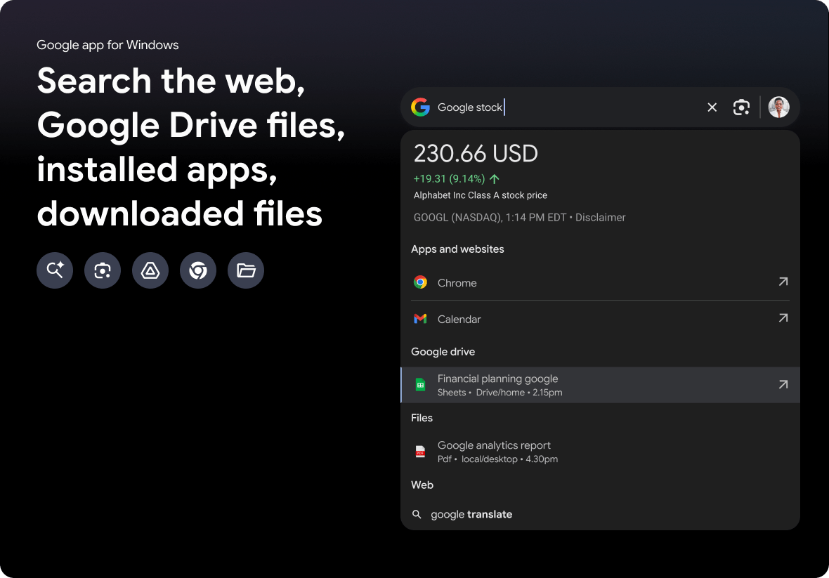 Windows de aplicaciones de Google