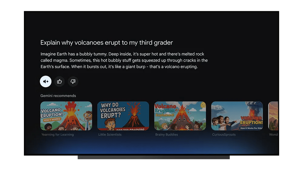 Una foto de un televisor de Google muestra un mensaje por respuesta a la pantalla: