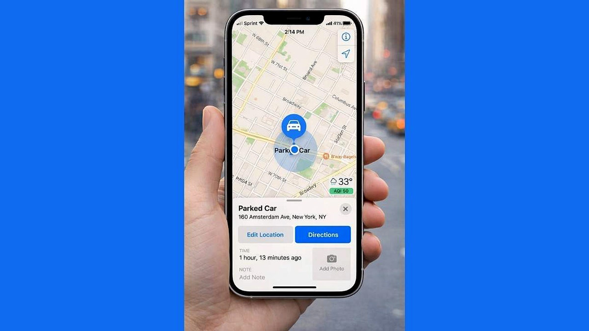 Función de estacionamiento de Apple Maps en un iPhone