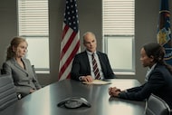 De izquierda a derecha: Nicole Kidman, Kaitlyn Meade, Michael Kelly, Brian Westfield y Zoe Saldana...