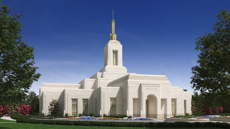 Una representación exterior del Templo de Fairview Texas.