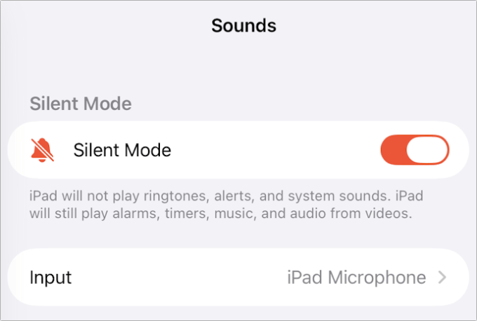Modo silencioso en iPad